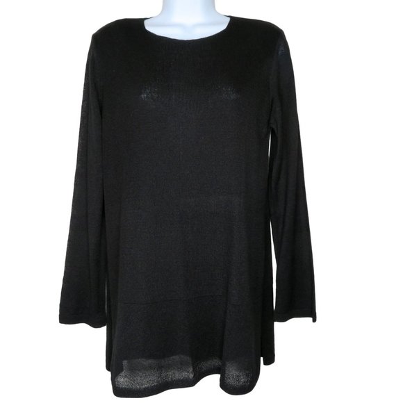 Made in Italy of Benetton Black Pullover Tunic Sweater S Sheer Knit Acrylic - Picture 1 of 10